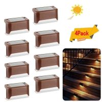 [ Ready Stock ] 4Pack Led Solar Step Lights /Outdoor Waterproof Led Solar Fence Lamp/IP65 Waterproof Outdoor Garden Stair Lamp / Solar Night Light for StepsFenceDeckRailing and Stairs (Warm White)