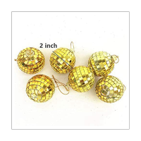 12-PCS Mirror Disco Hanging Ball Ball Decoration Party or DJ Lighting Effects Home Decoration, Stage Props (2 Inches, Gold)