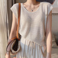 Fast Shipping New Ice Silk Hollow Knitted Vest Female Summer External Design Sense Niche Unique And Beauty