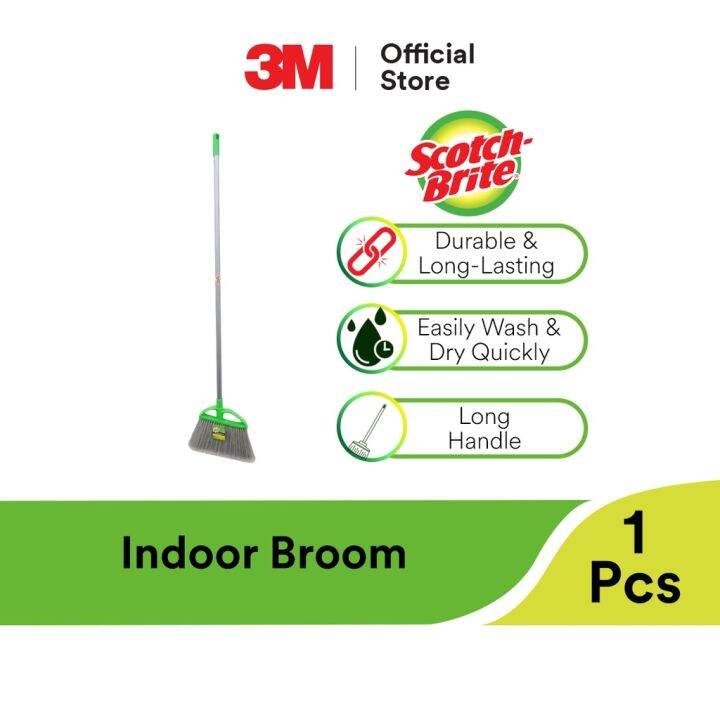 ☃ 3m Scotch Brite Indoor Broom Long Handle Durable Multipurpose Abrasion Resistant Indoor 5013