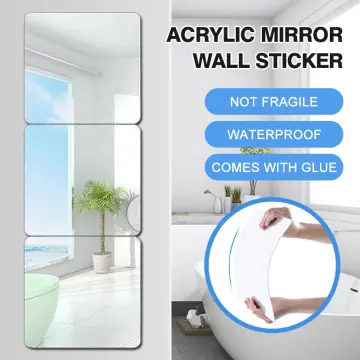 3D Acrylic Mirror Stickers Flexible Thicken-2mm Self-adhesive DIY Art  Mirrors Wall Sticker Decoration for Wardrobe Bathroom Home