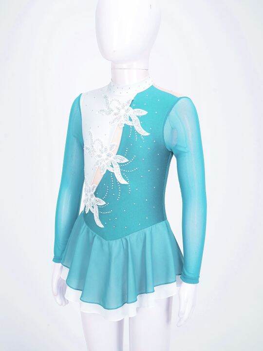 kids-girls-long-sleeve-hollow-back-ballet-leotards-dance-dresses-sparkling-rhinestone-figure-ice-skating-dress-dance-performance