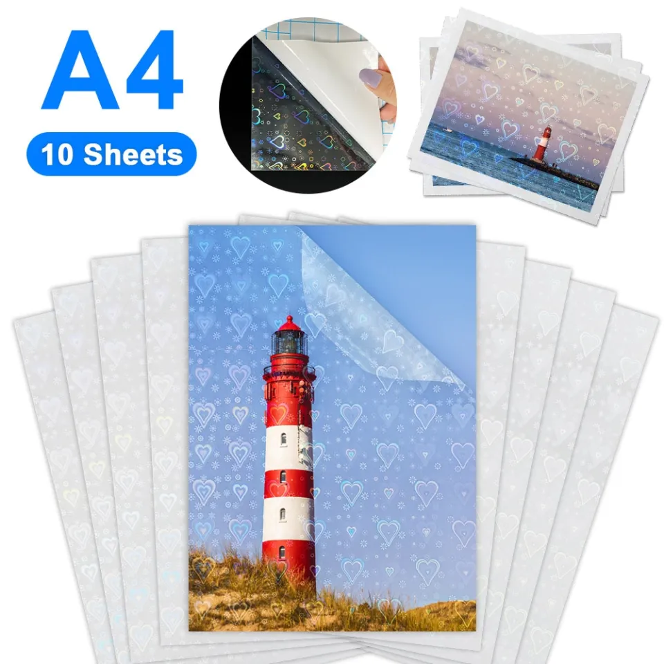 50 Sheets Broken Glass Hologram Cold Lamination Film Sticker A4