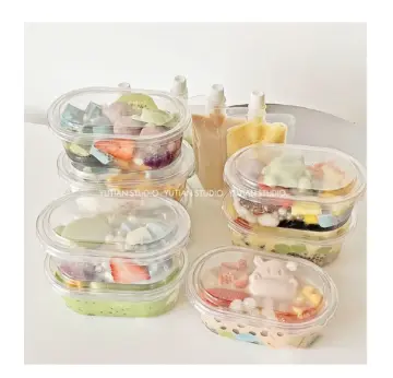 100pcs Clear Oval Dessert Acrylic Container with lid Food Grade Dessert  Container Acrylic