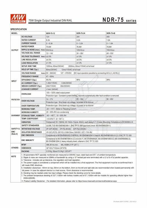 หมายถึงดี2แพ็ค-ndr-75-24-24โวลต์3-2a-meanwell-ndr-75-24โวลต์76-8วัตต์เอาต์พุตเดี่ยวรางดินอุตสาหกรรมไฟฟ้า