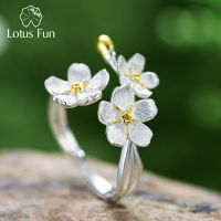 Lotus Fun Wedding Fresh Elegant Forget-me-not Flower Adjustable Rings for Women Real 925 Sterling Silver Jewelry  Trend New