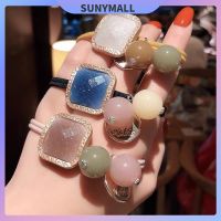 SUNYMALL สแควร์ ลูกปัด เชือกหัว แหวนผม แฟชั่น นักเรียนหญิง นักเรียน เชือกผม เครื่องประดับผม ความยืดหยุ่นสูง ลูกปัดกลม ยางรัด