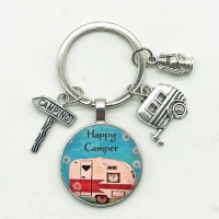 2023 Ascended campaign Cute Travel Car I Camp camper key road sign Keychain Glass Cabochon Traveler Key Chain goddess charm wholesalee ！