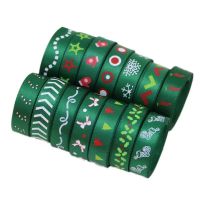 ；‘。、’ (10 Rion Mix)10Mm Red And Green Printed Satin Rion Christma Decoration Flowers Wrapping Christmas Gifts Handmade DIY Rions