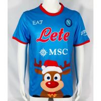 2022 2023 ล่าสุด เสื้อกีฬาแขนสั้น ลายทีมชาติฟุตบอล Napoli Christmas 22 23 ไซซ์ S-XXL AAA