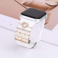 Metal Charms Watch Band Decoration Ring For Apple Watch Band Diamond Ornament iWatch Bracelet Silicone Strap Jewelry Accessories Straps