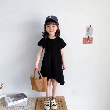 Korean Style Girls' Irregular T-shirt Dress