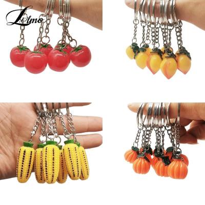 Tomato Corn Pumpkin Peach Key Chain Creative Personality Simulation Vegetable Key Ring Bag Pendant Grils Small Gift Key Chains