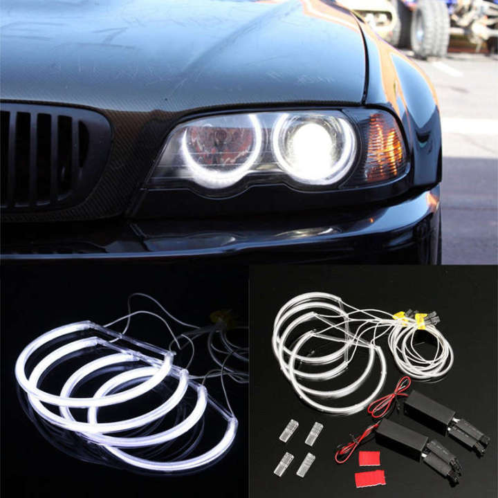 4x-ccfl-angel-eye-halo-led-ring-light-white-non-projector-for-bmw-e46-3-series