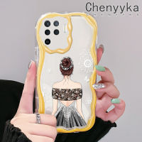 เคส Chenyyyka สำหรับ OPPO A94 4G F19 Pro Reno 5F Reno 5 Lite เคสลายการ์ตูนแฟชั่นรูปเด็กผู้หญิงเคสโทรศัพท์โปร่งใสนิ่มเนื้อครีมใหม่กันกระแทกปลอกซิลิโคนป้องกันเลนส์กล้องเคสใส