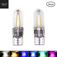 PENCL ฝาครอบกระจก LED T10 W5W 194 2ชิ้น,COB ไฟ Led สำหรับเพดานรถยนต์ไฟด้านข้าง Canbus ไฟส่องป้ายทะเบียนอัตโนมัติหลอดไฟอ่านหนังสือทรงโดมสีฟ้าน้ำแข็งสีขาวสีเหลือง12V