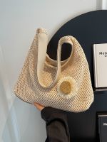 Hand-woven bags 2023 new summer all-match shoulder bag womens large-capacity niche popular style tote straw woven bag 【QYUE】