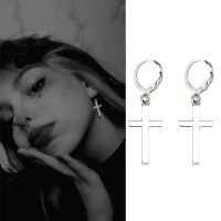 Fashion Mens Stainless Steel Cross Pendant Cartilage Drop Dangle Earrings Punk Jewelry for Cool Women Girl Friendship Gifts