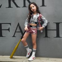 [COD] New childrens costumes girls dance hip-hop modern baseball uniforms sequined