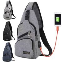 USB Charging Sling Bag For Men Casual Chest Bag Shoulder Crossbody Bag Male Anti Theft Multifunction Bags Man Sports Travel Pack