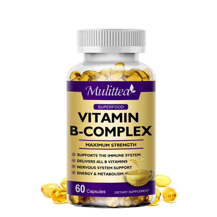 Kapsel Kompleks Vitamin B B12 B1 B2 B3 B5 B6 B7 B9 Acid Folic And Biotin Mengurangi 0681