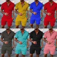 【Hot Sale】 New net red summer handsome suit male mature set of short five-point short-sleeved full mens