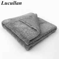 (Daily repurchase rag)Lucullan ผ้าผ้าขนหนูไมโครไฟเบอร์ขัดเงาสำหรับดูแลขัดรถยนต์,ขนาด40X40ซม. 500แกรมนุ่มพิเศษไร้ขอบแต่งปลายเป็นสีเทา