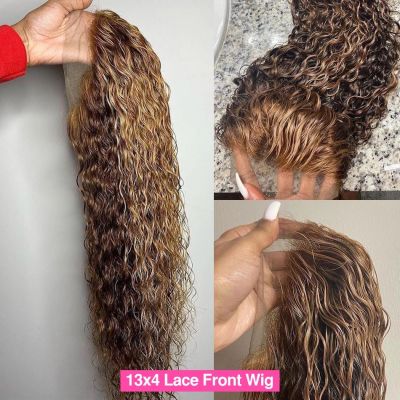 30 32 Inch Highlight Ombre Lace Frontal Wig Curly Human Hair Wigs 427 Colored 4x4 Deep Wave Lace Closure Wigs For Black Women