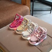 【hot sale】 ✷✵✻ C19 Childrens LED Light Kitten Bow Casual Shoes? Sunny