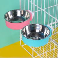 Pet Removable Multifunctional Stainless Steel Hanging Dog Cat Food Water Feeder Pet Cage Bowl