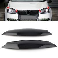 Black Car Headlight Eye Lid Eyebrow Cover Trim For VW Golf 5 GTI R32 MK5 2005 2006 2007 ABS Plastic