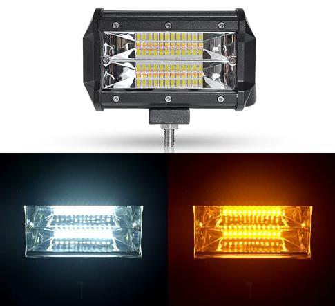 สว่างมาก-รุ่น-2-เเสง-led-light-bar-ไฟสปอร์ตไลท์-ไฟหน้ารถ-ไฟท้าย-72w-12v-24v-รุ่น-dual-light-ชนิด-2-เเสง-ขาวเเละเหลือง-4000-k-6000-k-งานพรีเมี่ยม-จำนวน-1-ชิ้น