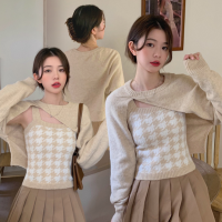 พร้อมส่ง ?? Maimi set เสื้อสายเดี่ยวพร้อมเสื้อคุมแขนยาว (เซต 2 ชิ้น) (36291)