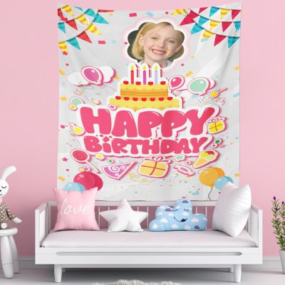 Custom Tapestry Wall Hanging Birthday Party Backdrops Decoration Diy Design Child Photo Background Tapisserie Kawaii Room Decor