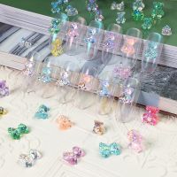 50pcs Sparkle Nail Art Rhinestones Decorations Aurora Little Bear Nail Charms 3D Cute Bear Resin Kawaii Accessories For Manicure