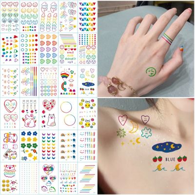 hot【DT】 30pcs Ins Colorful Expression Sticker Face Hand Fake Tatoo Temporary Taty