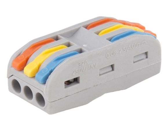 Connector 3 x 3 Wire Compact Terminal Block Lever Cage Clamp 3P ...