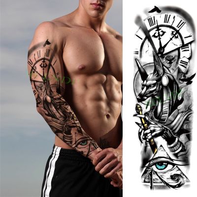 hot【DT】 Temporary Sticker Anubis Ancient Egypt Greece Arm Fake Tatto Flash Tatoo Sleeve for Men