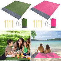 2x1.4m Folding Pocket Blanket with Ground Peg Portable Outdoor Sand Beach Mat Blanket Waterproof Picnic Mat Camping Mattress Pad Sleeping Pads