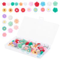 50pcs/box Creative Flower Design Thumbtacks for Whiteboard Cork Board Photo Wall Clips Pins Tacks