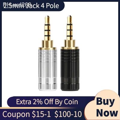 2pcs Jack 2.5 mm Headphone Plug Connectors 4 Poles Stereo Male Audio Terminal For Soldering Earphone Cable Gold Plated Assembly