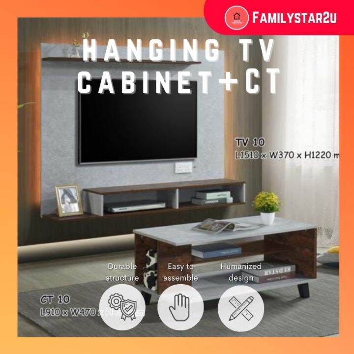️familystar2u Hanging TV + Coffee Table / Wall Mounted TV