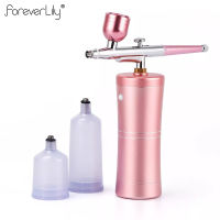 foreverlily ทองคำสีกุหลาบ Airbrush การกระทำเดียวชุดคอมเพรสเซอร์แบบพกพา Air แปรงทาสีสเปรย์ สำหรับเล็บ Art Desgin Tattoo เค้กอุปกรณ์