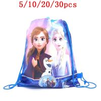 Frozen Princess Elsa Anna 5/10/20/30PCS Birthday Party Gifts Non-woven 27x34cm Drawstring Good Bags Kids Favor School Backpacks