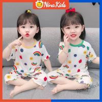 【Ready Stock】 ✎۞ C22 Korean Childrens Suits Baby Girl Summer Ice Silk Soft Short Sleeve Pajamas Air Conditioning Wear 0-7 Years