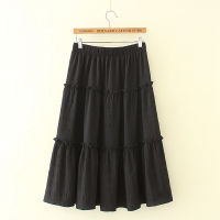 【มีไซส์ใหญ่】Plus Size XL-4XL Womens Elastic Waist Summer Skirts Casual Simple Ruffled Long Skirts