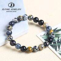 JD แจสเปอร์ทะเลสีฟ้าธรรมชาติกำไลข้อมือเกลียวหินผู้ชายผู้หญิง6 8 10มม. กำไลโยคะบำบัดเครื่องรางที่มีสีสันของขวัญแฮนด์เมดแฟชั่น