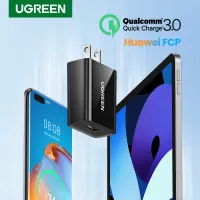 UGREEN หัวชาร์จเร็ว อะแดปเตอร์ชาร์จเร็ว Quick 18W Fast Charge QC3.0 USB Android Fast Charger สำหรับ SAMSUNG S20 Huawei Redmi Note 10 Pro Xiaomi Poco X3 NFC Realme 6 Pro Wall Charger-US PLUG