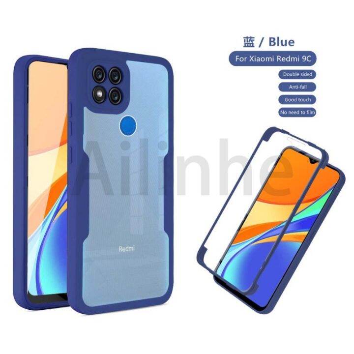 สำหรับ-xiaomi-redmi-9c-เคสโทรศัพท์360เต็มรูปแบบสองด้านโปร่งใสปกป้องโทรศัพท์กันกระแทก