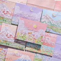 【YF】☫✐✎  6pcs/set of oil painting style cards Thank you card Folding message postcard